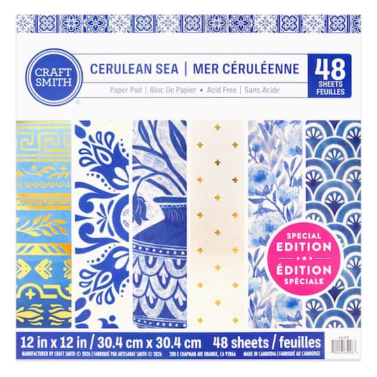 Craft Smith 12" x 12" Cerulean Sea Paper Pad, 48 Sheets